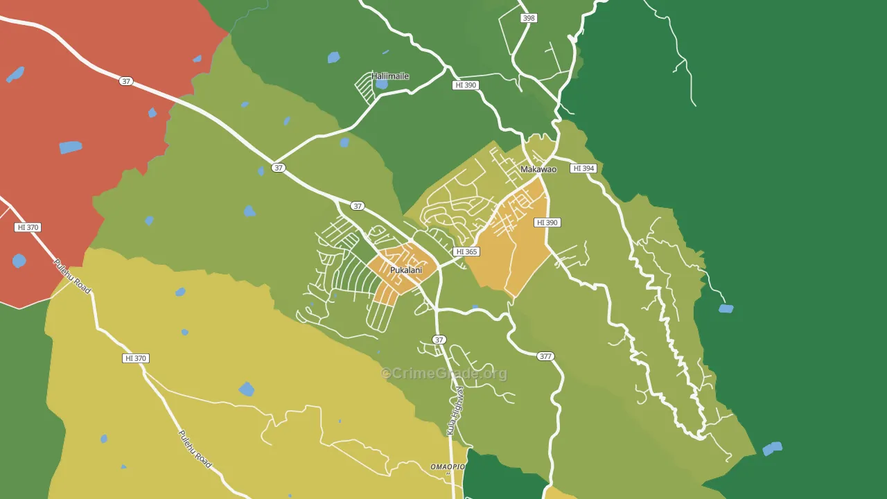 Makawao, HI Map of Robbery Rates