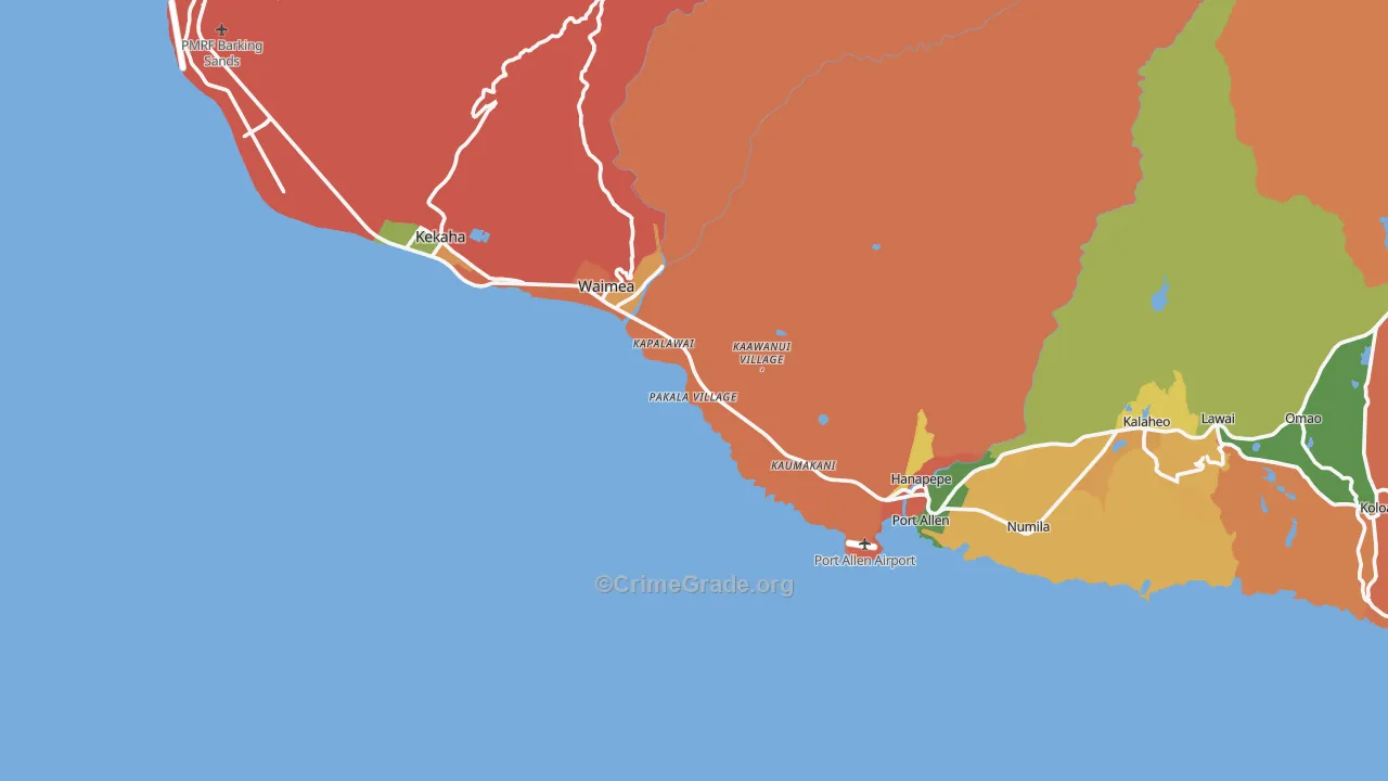 Makaweli, HI Map of Robbery Rates