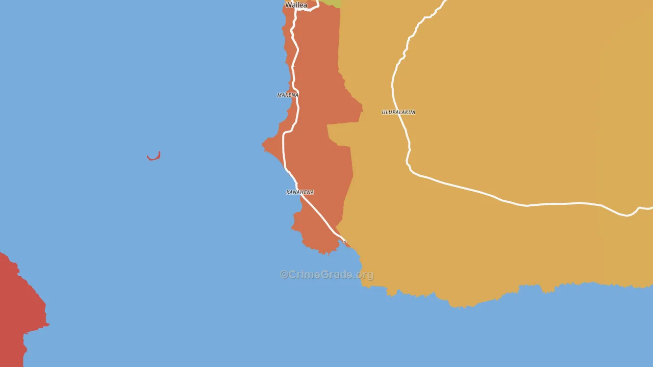 Makena, HI Map of Robbery Rates