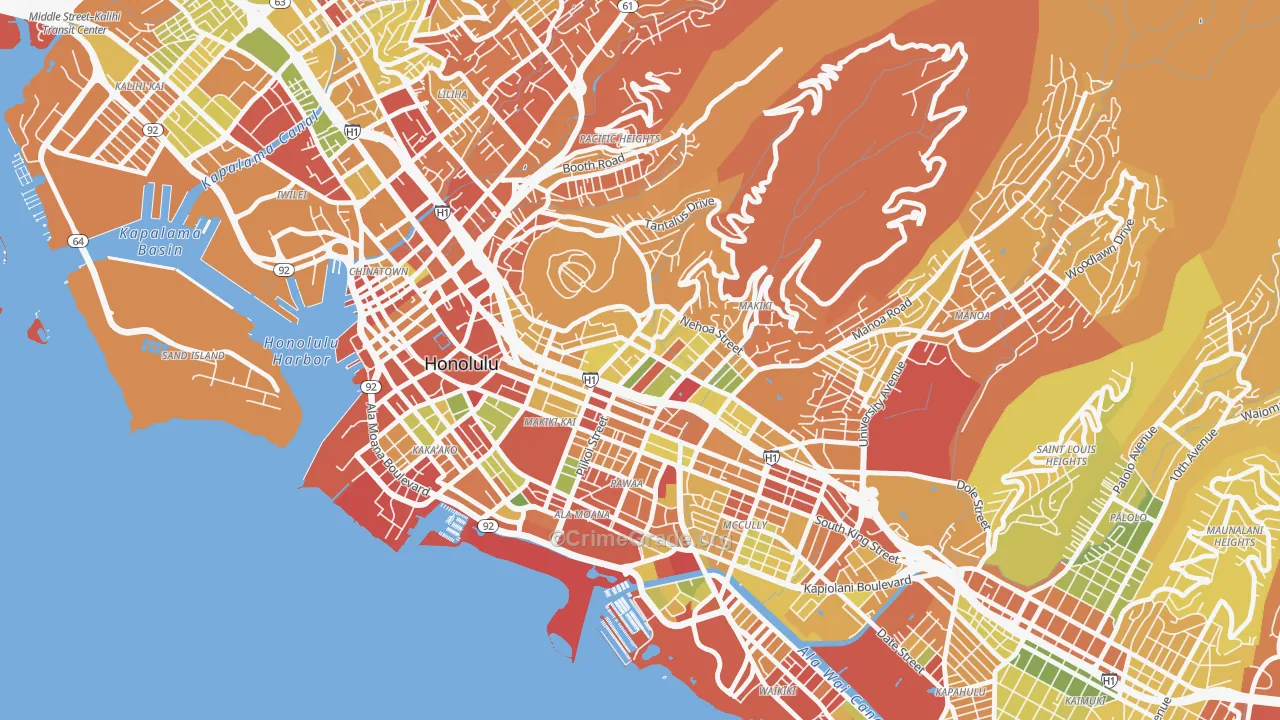 Makiki, Honolulu, HI Map of Robbery Rates