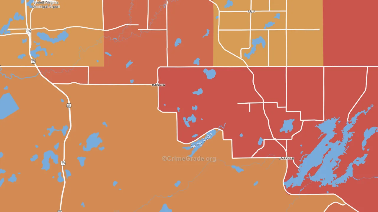 Makinen, MN Map of Robbery Rates