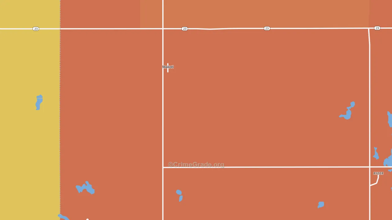 Makoti, ND Map of Robbery Rates