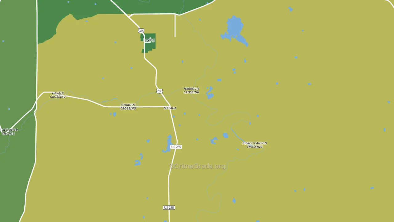 Malaga, NM Map of Robbery Rates