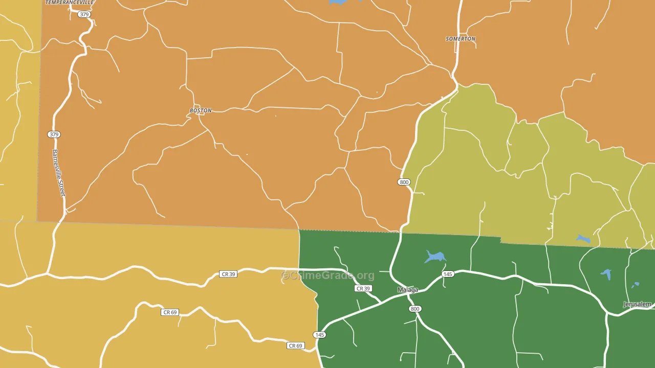 Malaga, OH Map of Robbery Rates