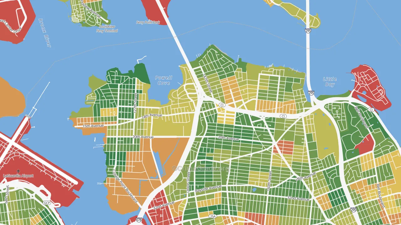 Malba, Queens, NY Map of Robbery Rates