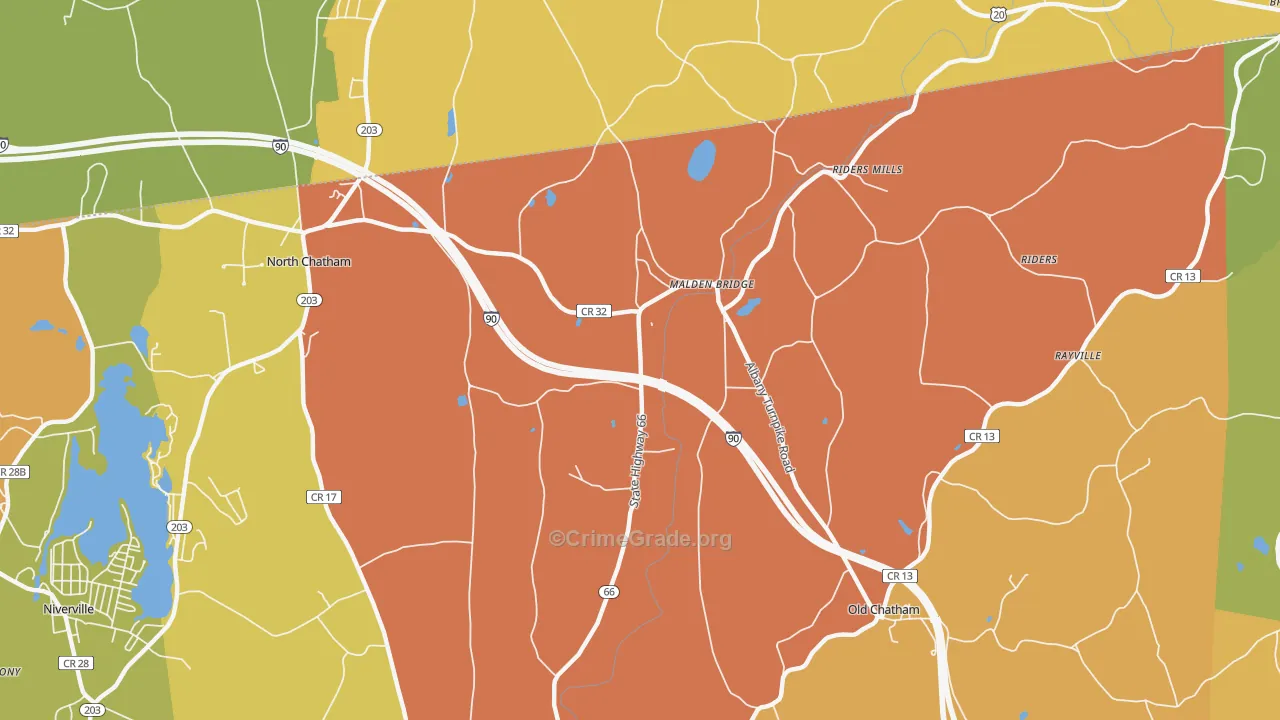 Malden Bridge, NY Map of Robbery Rates