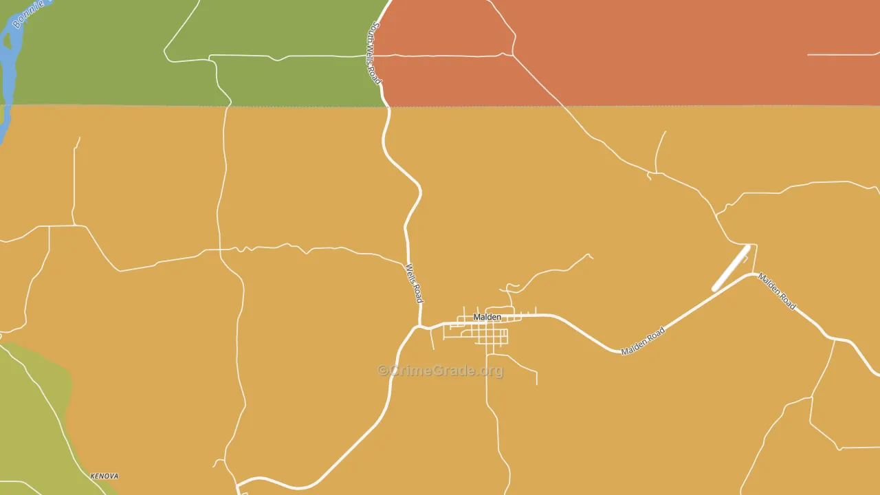 Malden, WA Map of Robbery Rates