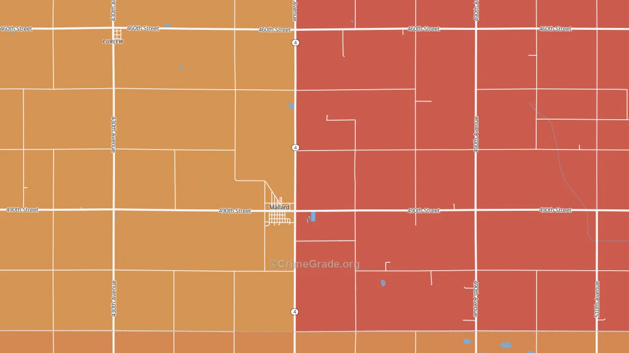 Mallard, IA Map of Robbery Rates
