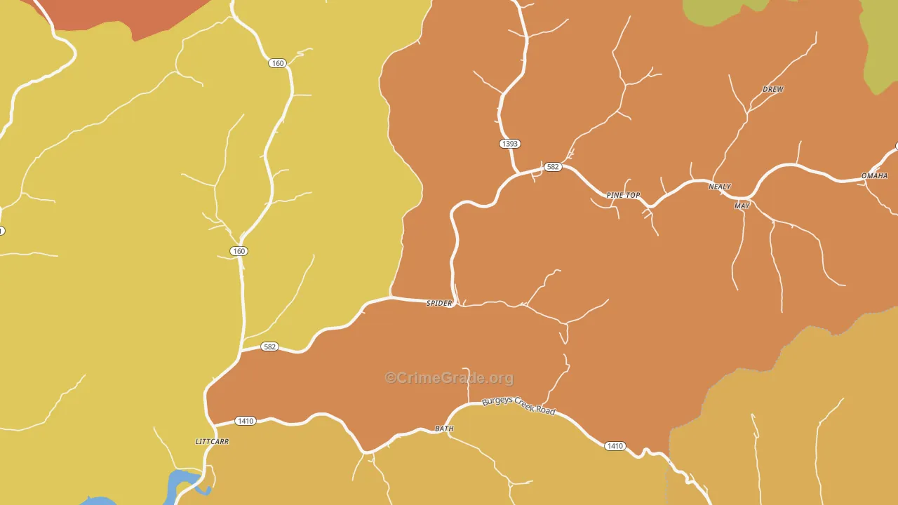Mallie, KY Map of Robbery Rates