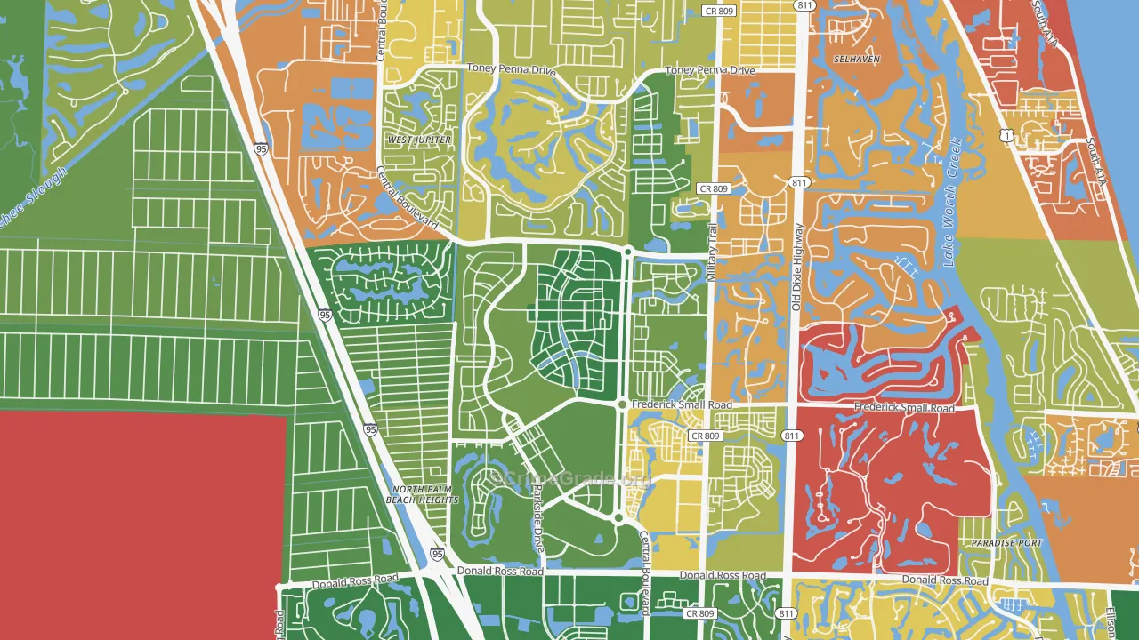 Mallory Creek at Abacoa, Jupiter, FL Map of Robbery Rates