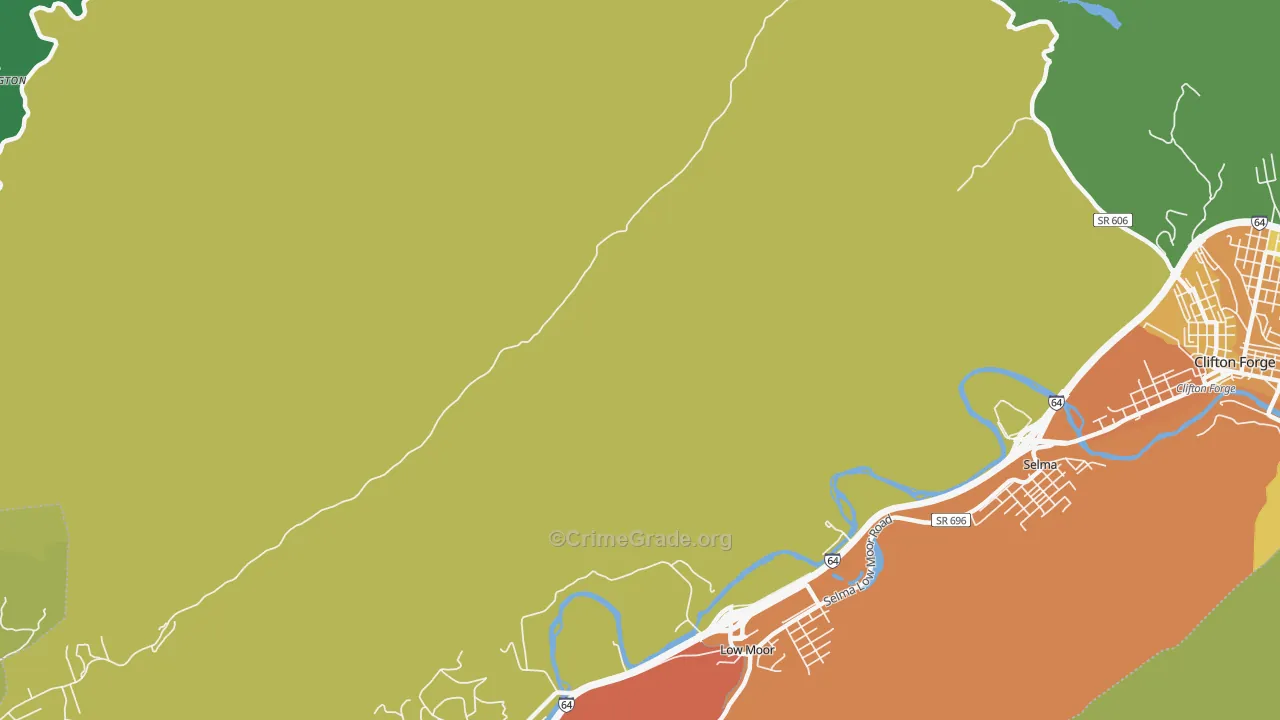 Mallow, VA Map of Robbery Rates