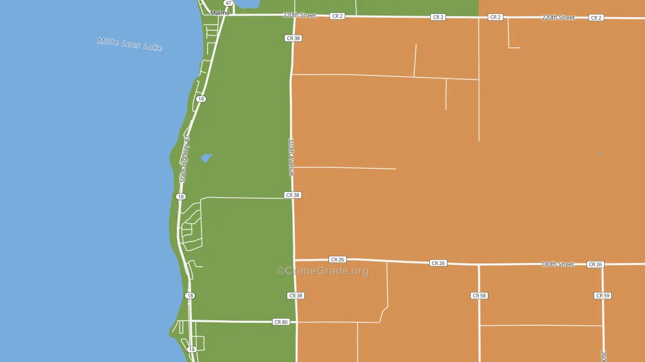 Malmo, MN Map of Robbery Rates
