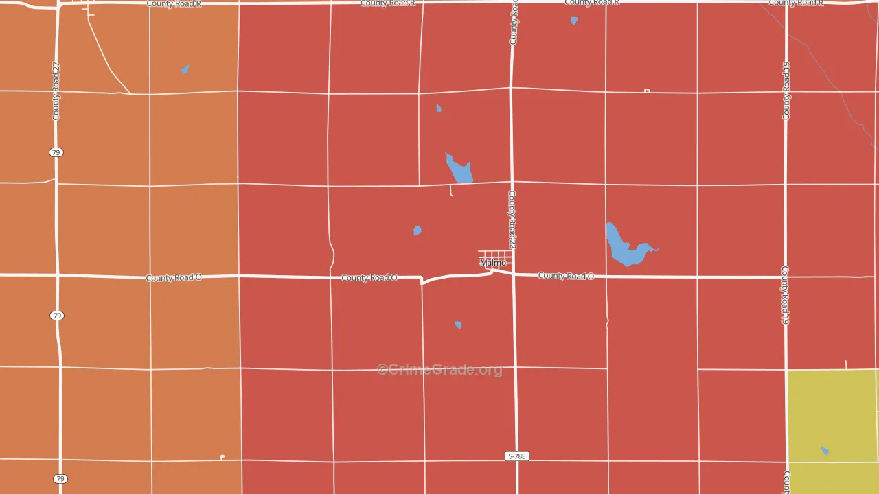 Malmo, NE Map of Robbery Rates