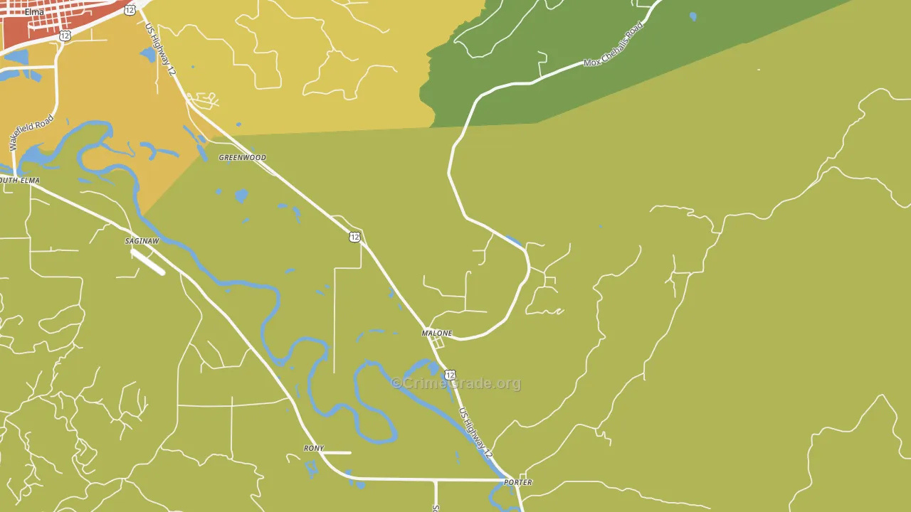 Malone, WA Map of Robbery Rates