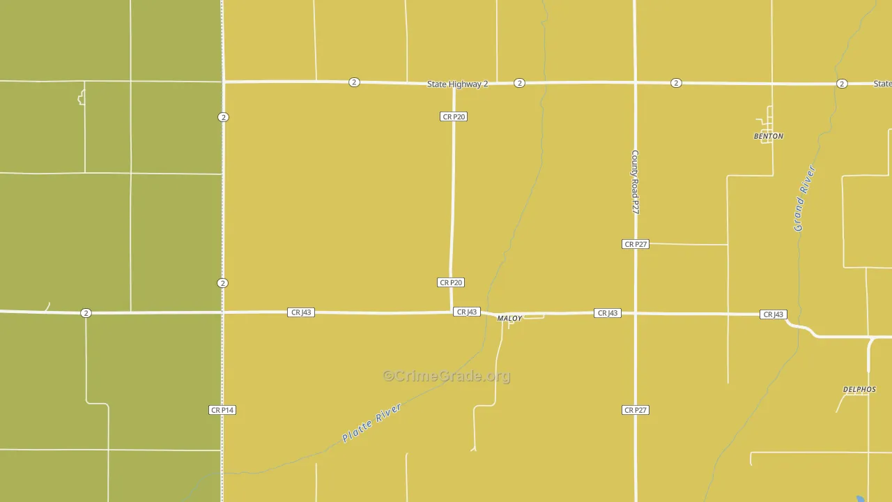 Maloy, IA Map of Robbery Rates