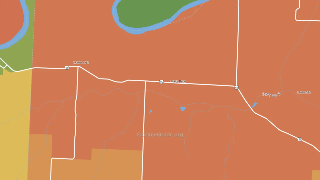 Malta Bend, MO Map of Robbery Rates