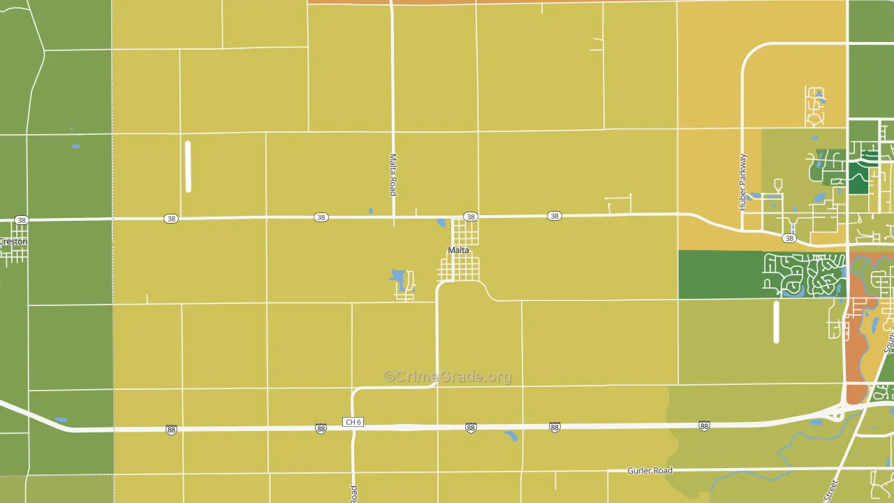 Malta, IL Map of Robbery Rates
