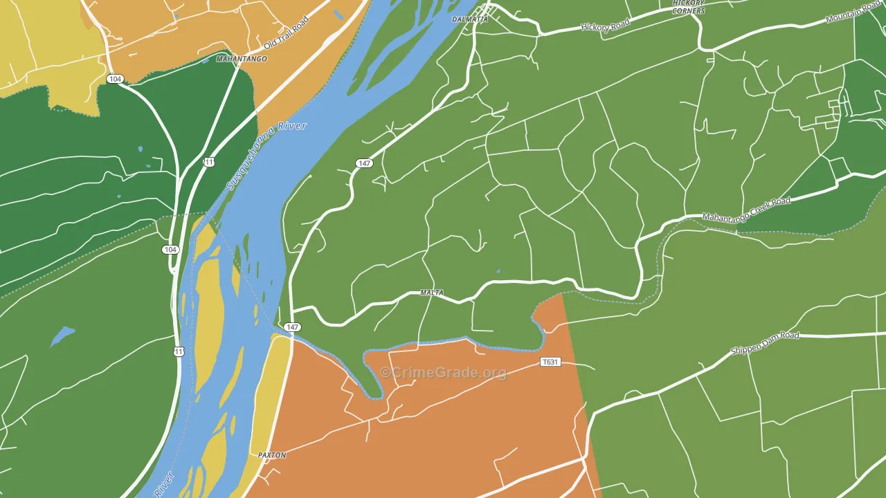 Malta, PA Map of Robbery Rates