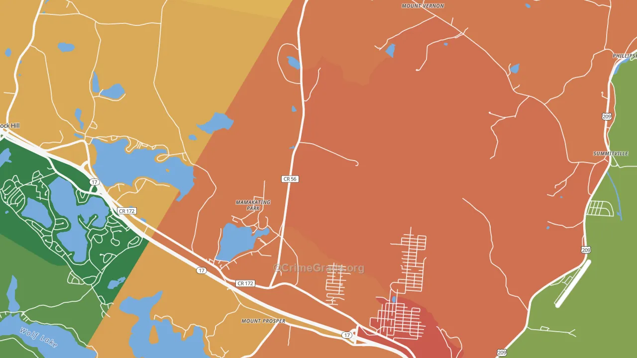 Mamakating Park, NY Map of Robbery Rates
