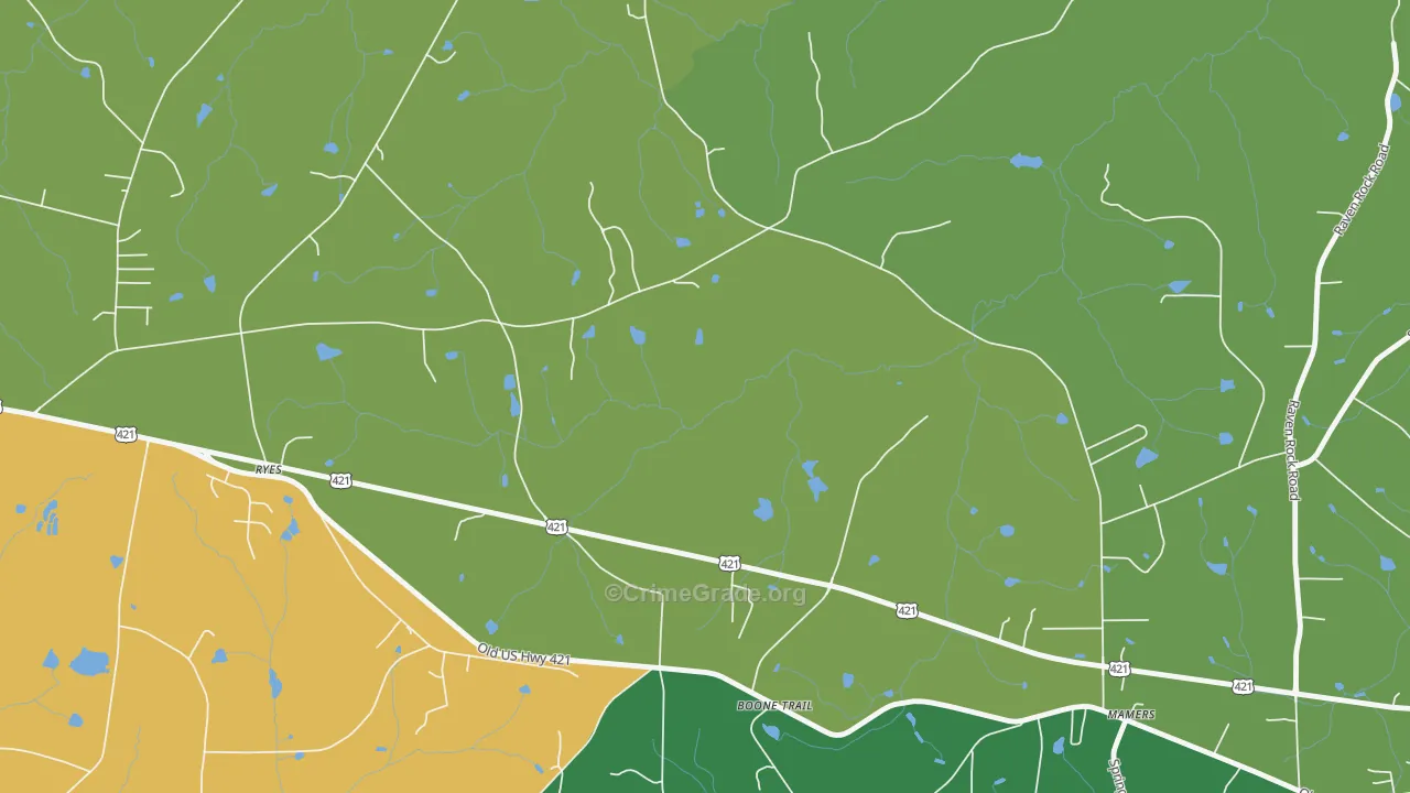 Mamers, NC Map of Robbery Rates