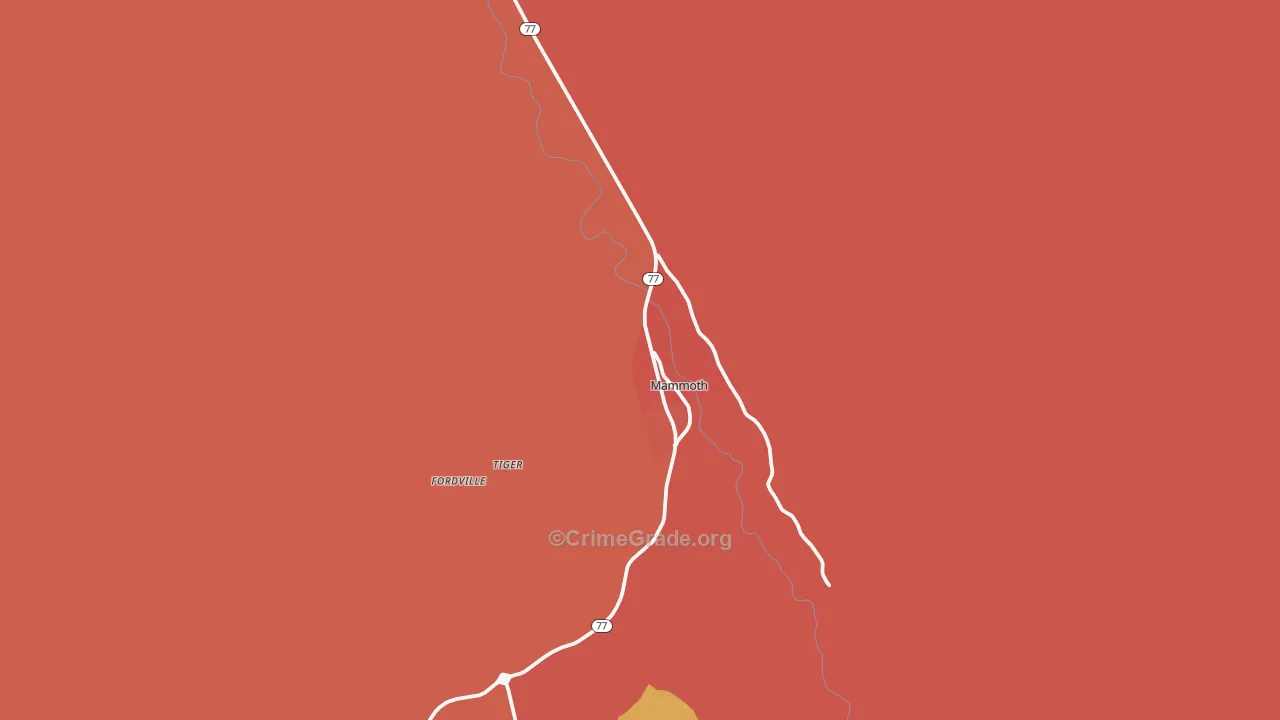Mammoth, AZ Map of Robbery Rates