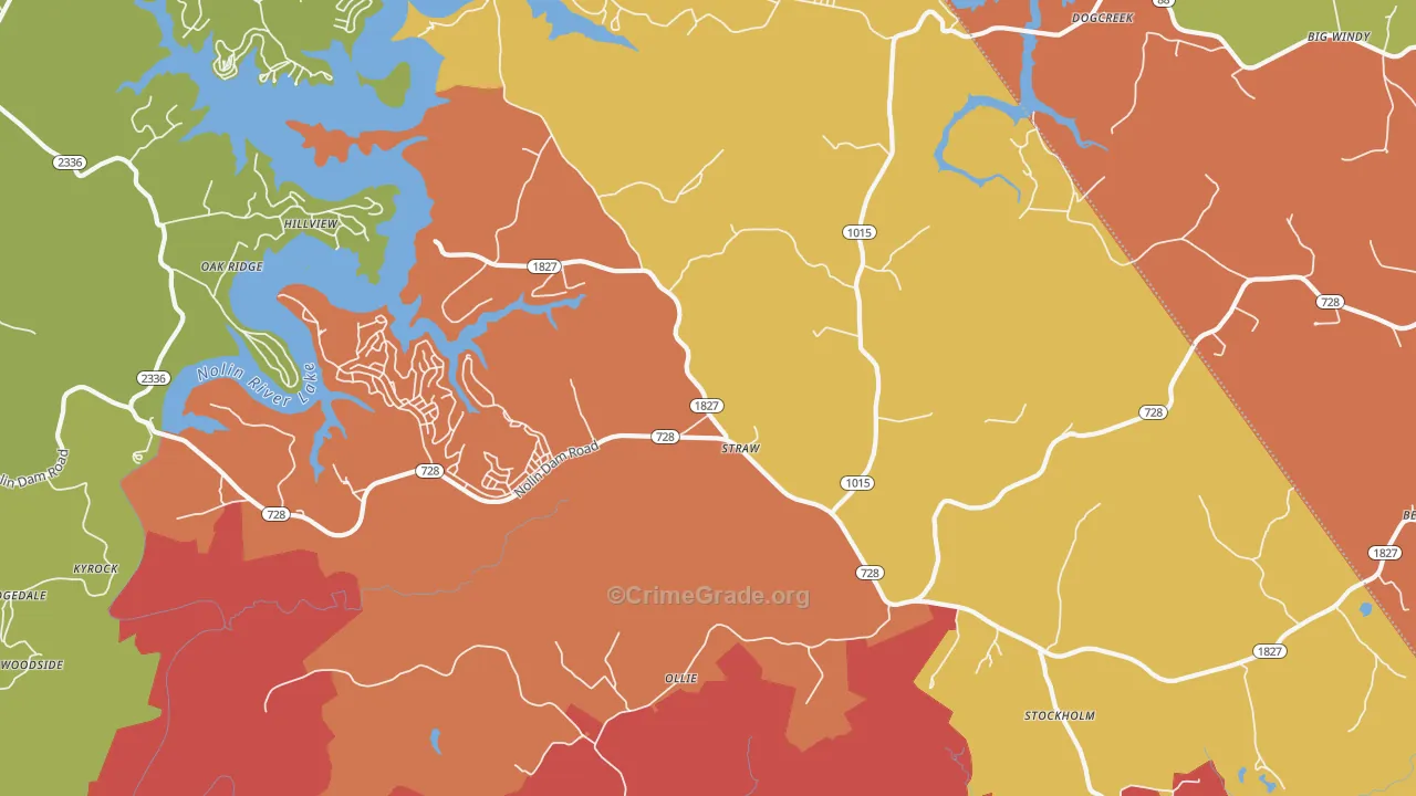 Mammoth Cave, KY Map of Robbery Rates