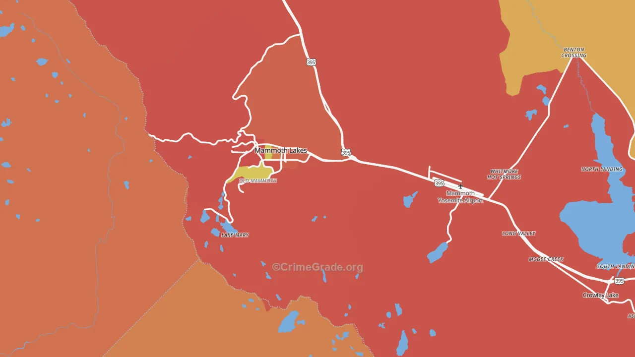 Mammoth Lakes, CA Map of Robbery Rates