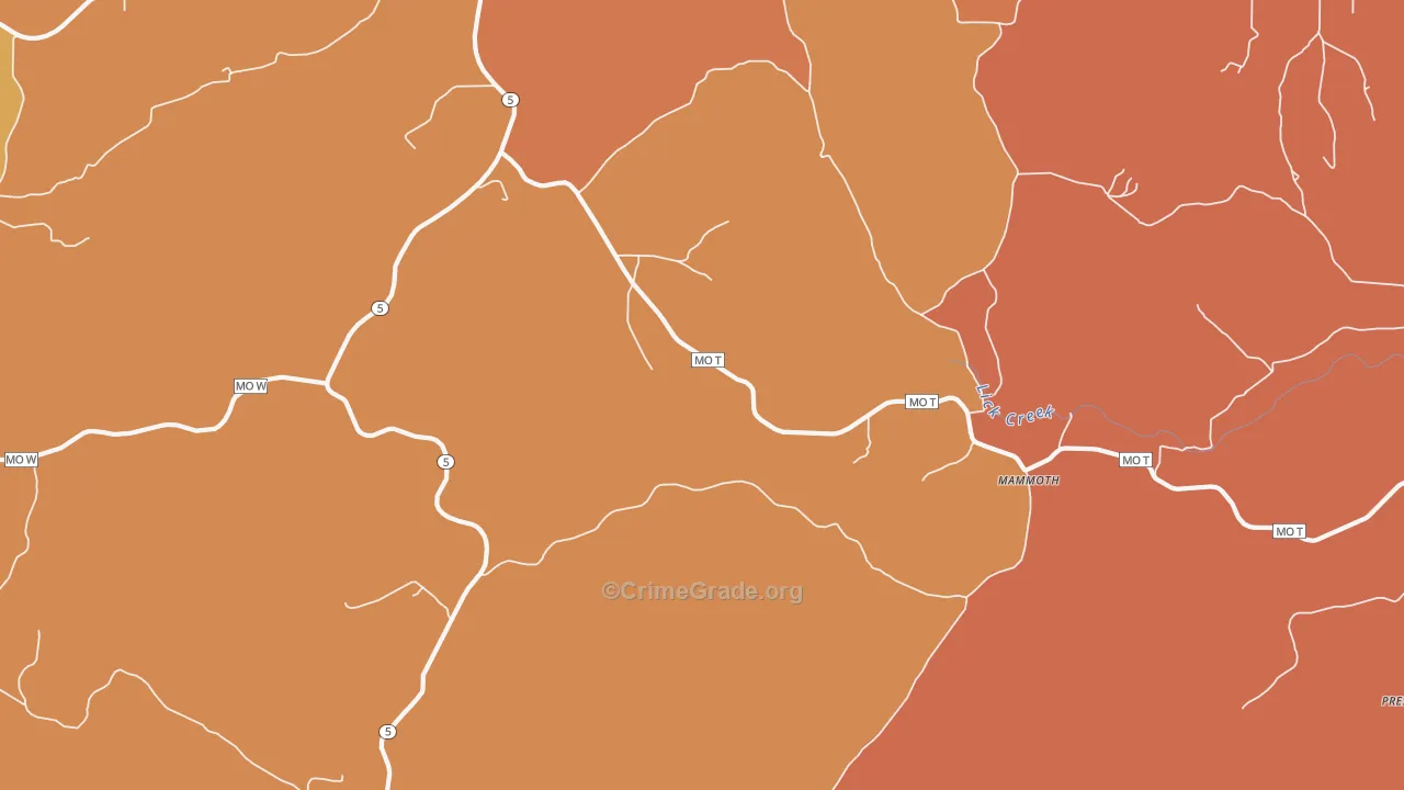 Mammoth, MO Map of Robbery Rates