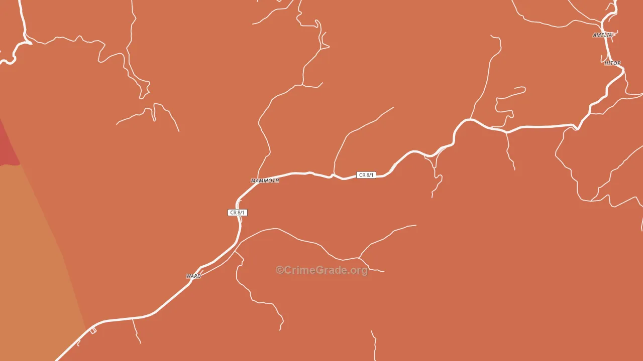 Mammoth, WV Map of Robbery Rates