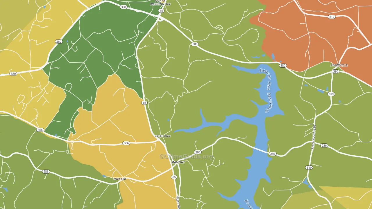 Mamont, PA Map of Robbery Rates