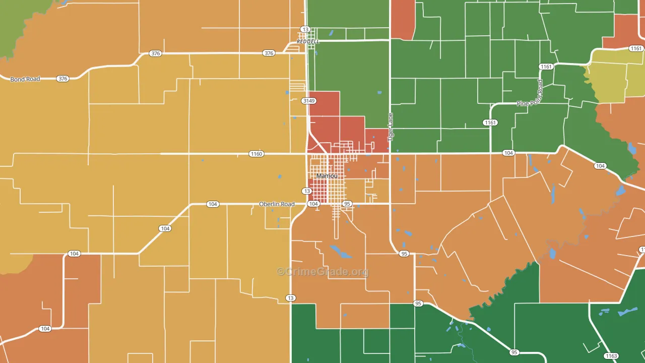 Mamou, LA Map of Robbery Rates