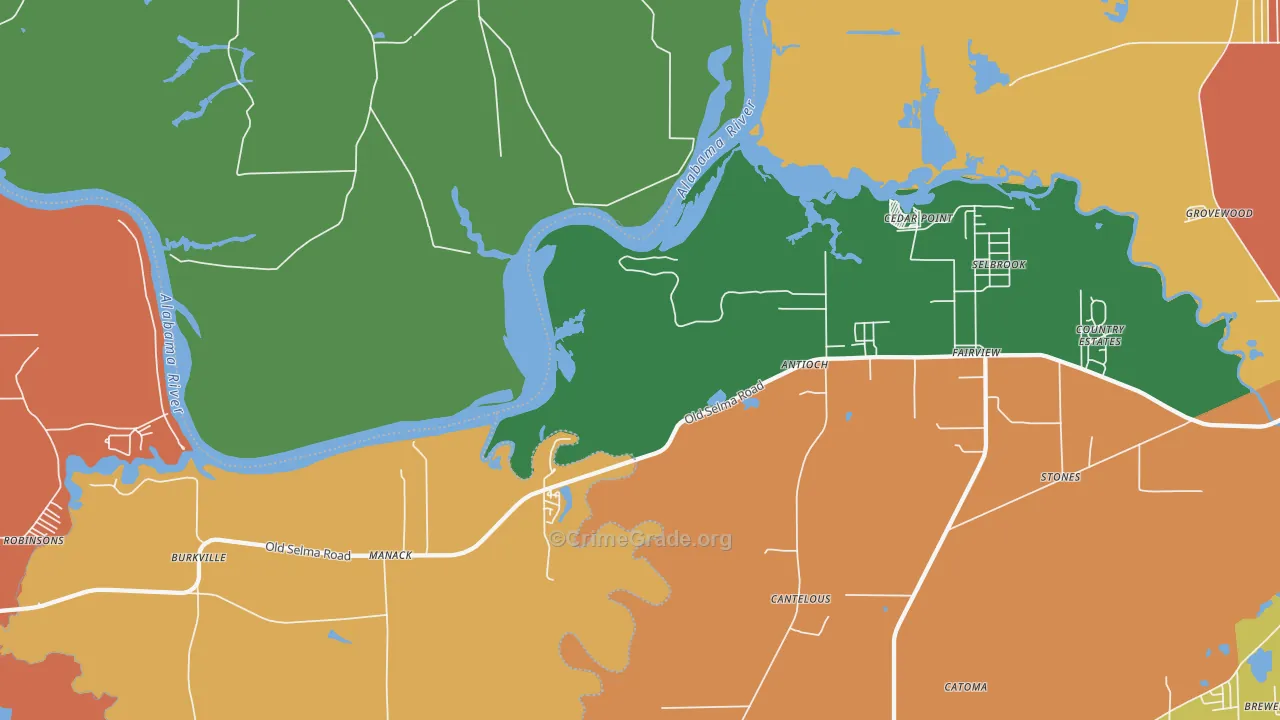 Manack, AL Map of Robbery Rates