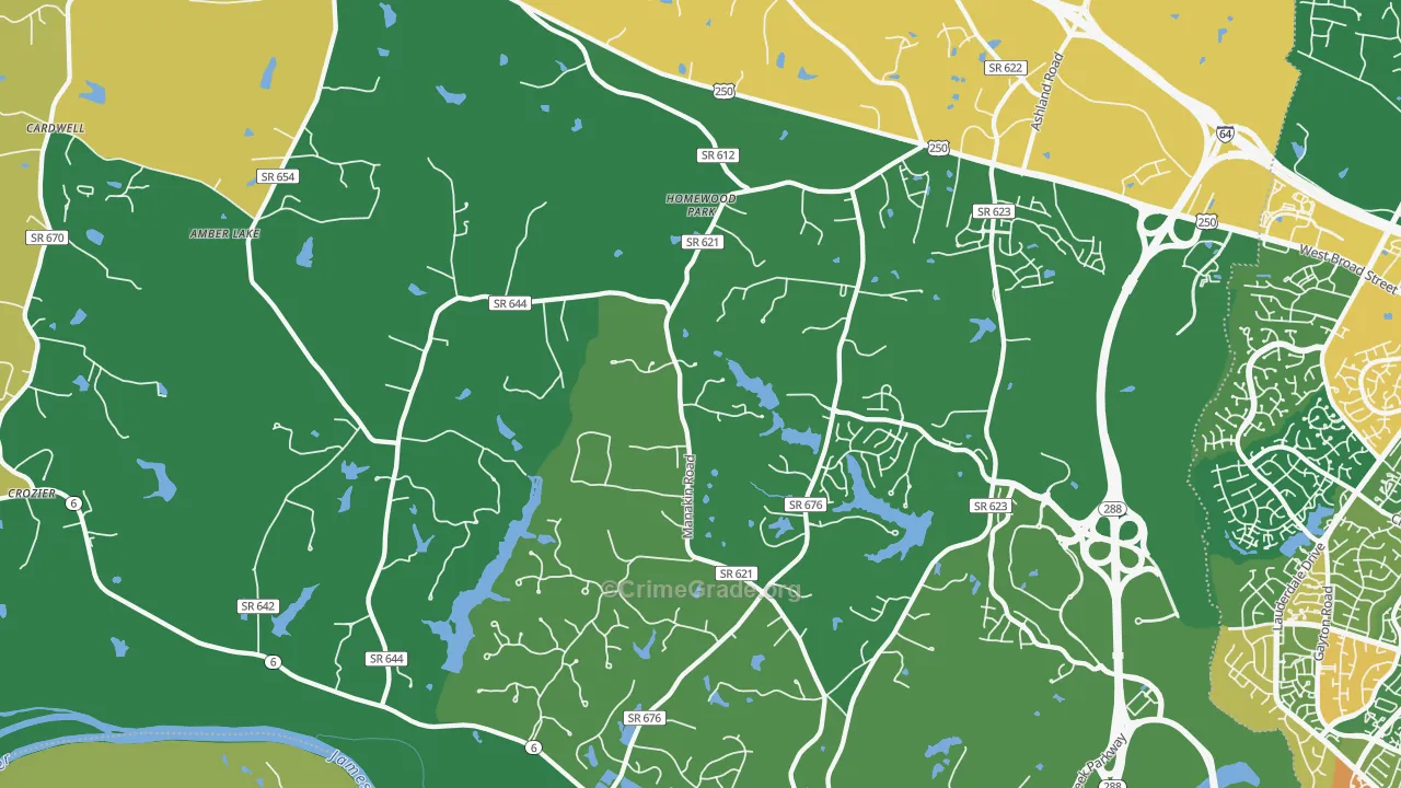 Manakin-Sabot, VA Map of Robbery Rates