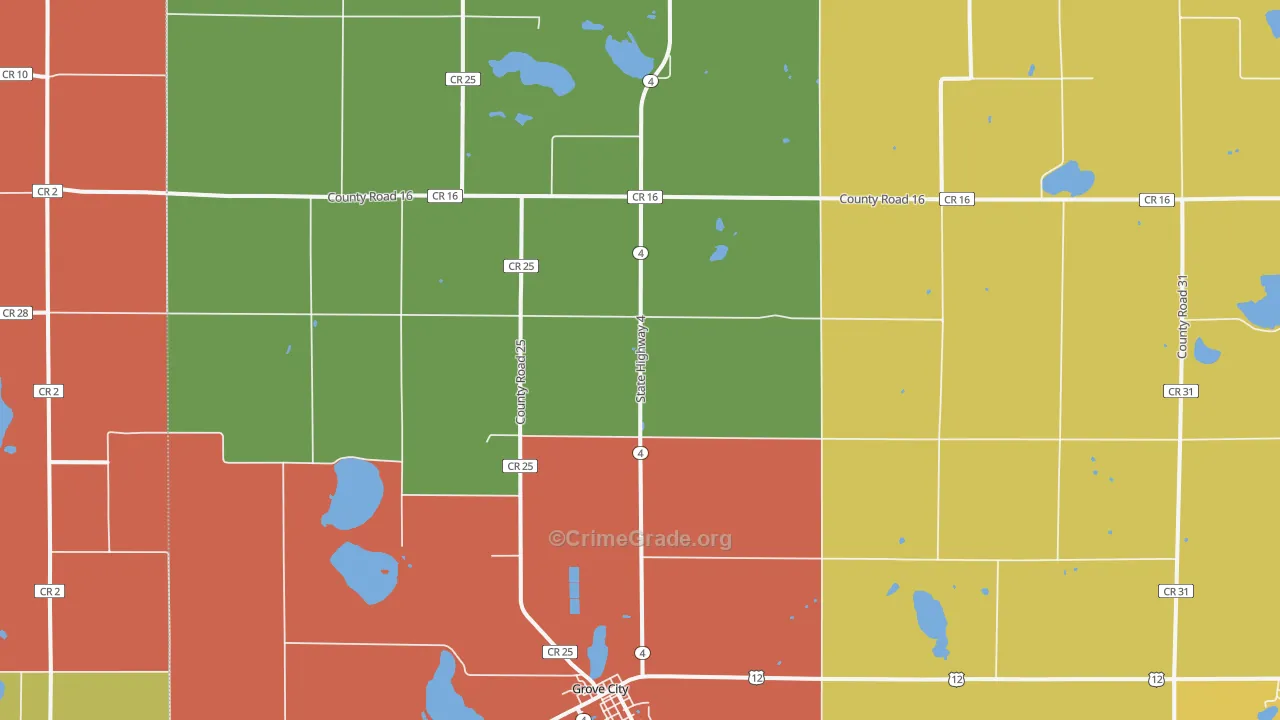 Manannah, MN Map of Robbery Rates
