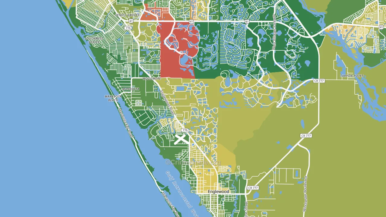 Manasota, FL Map of Robbery Rates