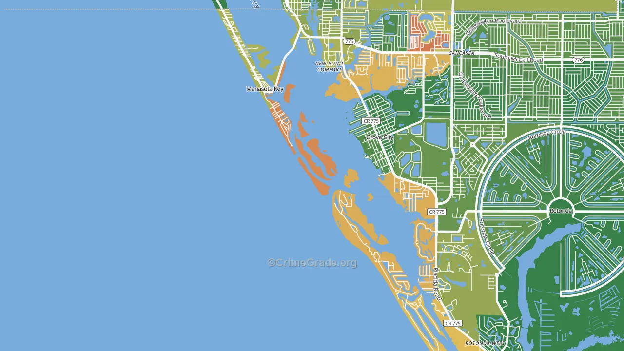 Manasota Key, FL Map of Robbery Rates