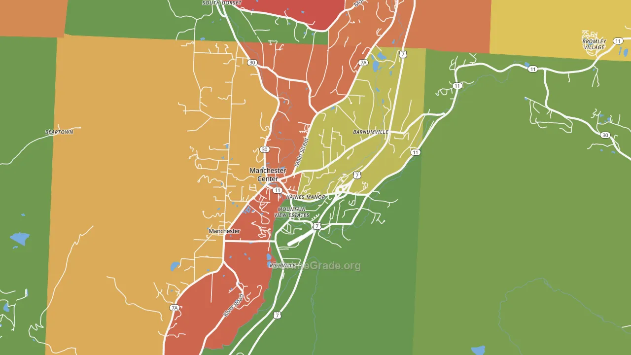 Manchester Center, VT Map of Robbery Rates