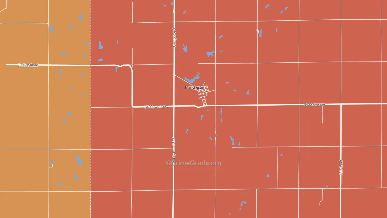 Manchester, KS Map of Robbery Rates
