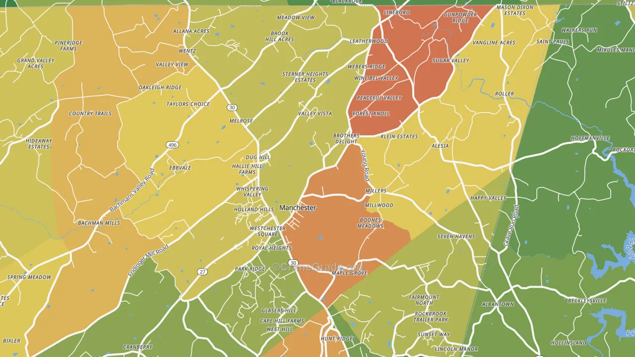 Manchester, MD Map of Robbery Rates
