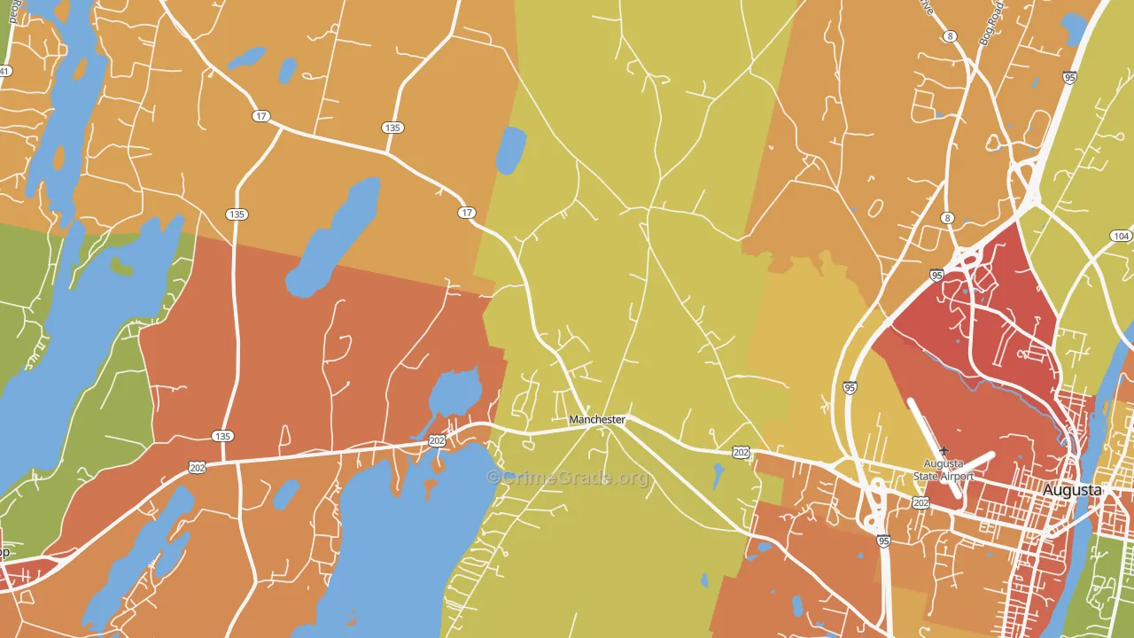 Manchester, ME Map of Robbery Rates