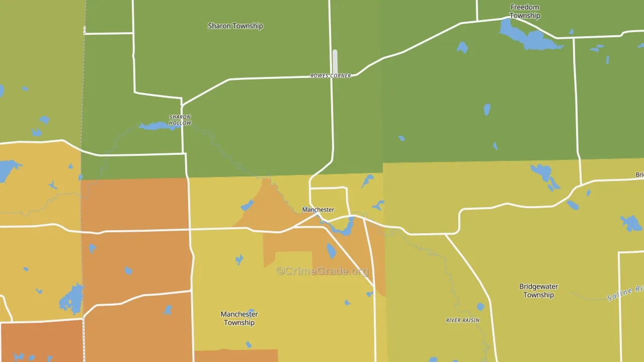 Manchester, MI Map of Robbery Rates