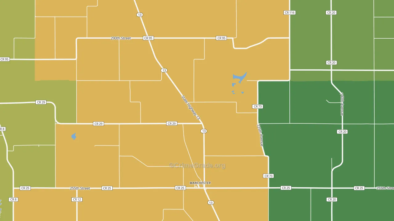 Manchester, MN Map of Robbery Rates