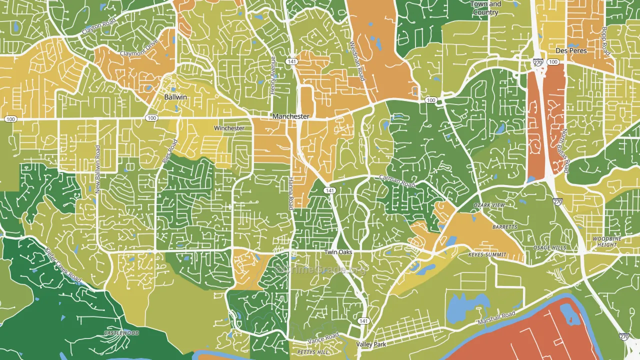 Manchester, MO Map of Robbery Rates