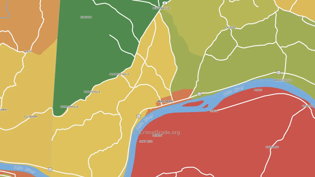 Manchester, OH Map of Robbery Rates