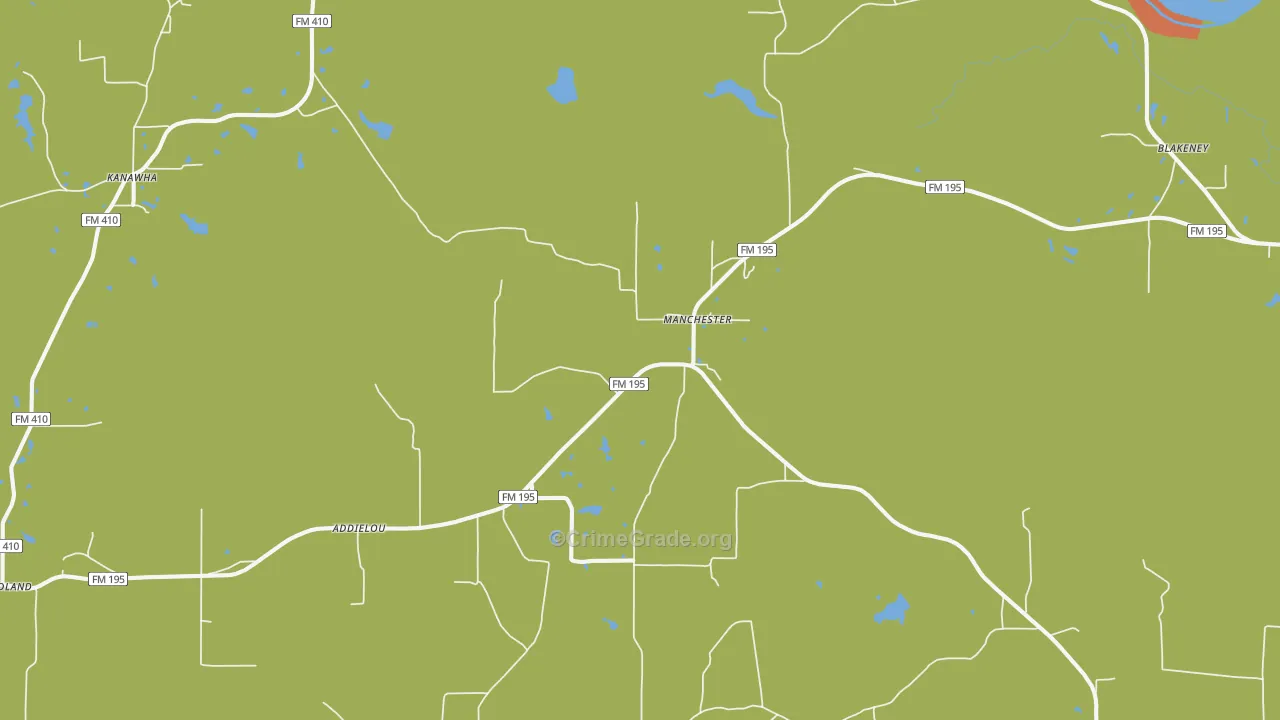 Manchester, TX Map of Robbery Rates