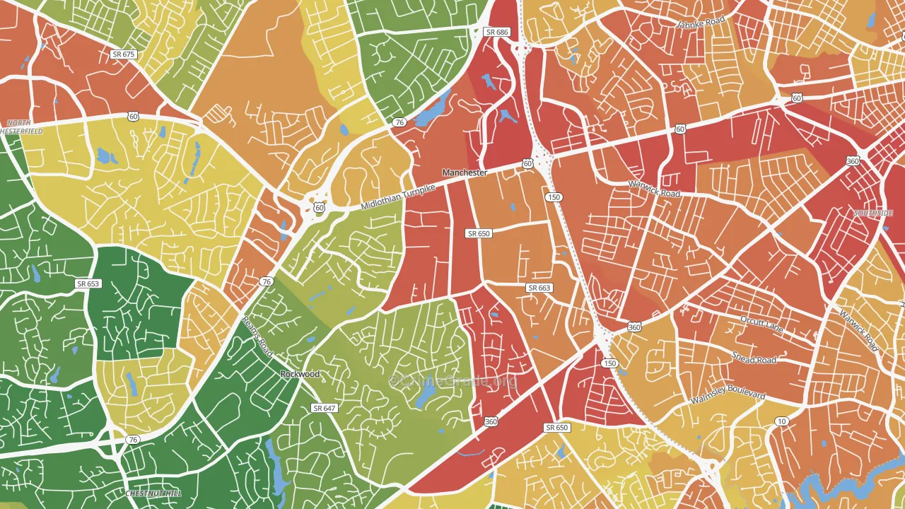 Manchester, VA Map of Robbery Rates
