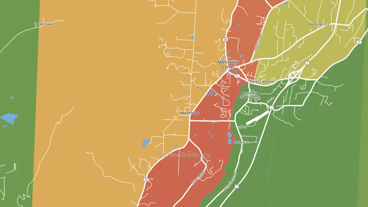 Manchester, VT Map of Robbery Rates