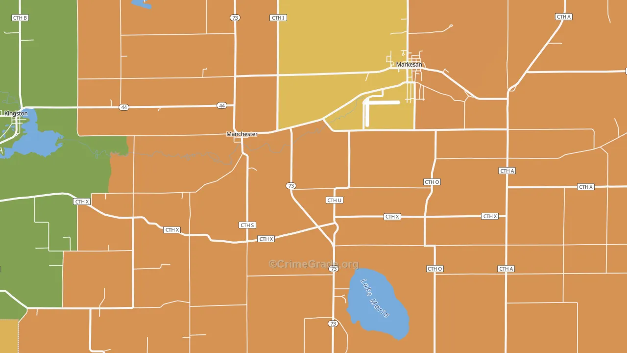 Manchester, WI Map of Robbery Rates