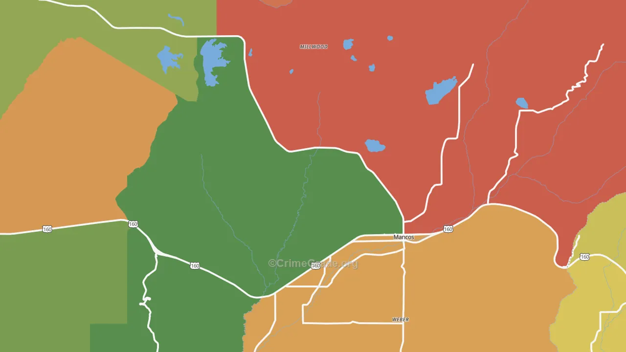 Mancos, CO Map of Robbery Rates