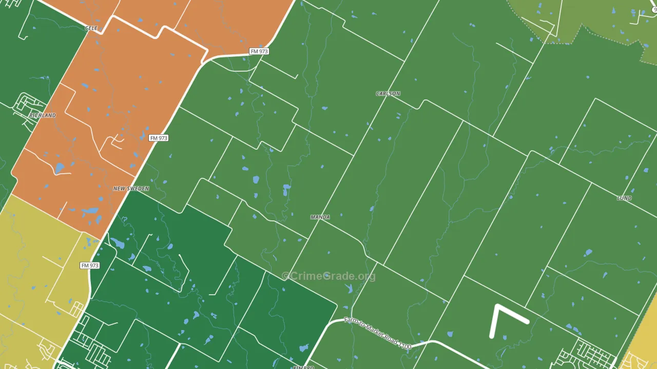 Manda, TX Map of Robbery Rates